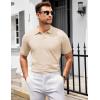 COOFANDY Mens Knit Polo Shirts V Neck Short Sleeve Stretch Polo T Shirt Casual Golf Shirts(Champagne)