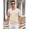 COOFANDY Mens Knit Polo Shirts V Neck Short Sleeve Stretch Polo T Shirt Casual Golf Shirts(Champagne)