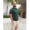 COOFANDY Mens Knit Polo Shirts V Neck Short Sleeve Stretch Polo T Shirt Casual Golf Shirts(Dark Green)