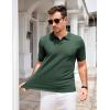 COOFANDY Mens Knit Polo Shirts V Neck Short Sleeve Stretch Polo T Shirt Casual Golf Shirts(Dark Green)