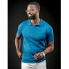 COOFANDY Mens Knit Polo Shirts V Neck Short Sleeve Stretch Polo T Shirt Casual Golf Shirts(Demin Blue)