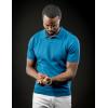 COOFANDY Mens Knit Polo Shirts V Neck Short Sleeve Stretch Polo T Shirt Casual Golf Shirts(Demin Blue)