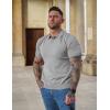 COOFANDY Mens Knit Polo Shirts V Neck Short Sleeve Stretch Polo T Shirt Casual Golf Shirts(Gray)
