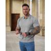 COOFANDY Mens Knit Polo Shirts V Neck Short Sleeve Stretch Polo T Shirt Casual Golf Shirts(Gray)