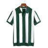 COOFANDY Mens Knit Polo Shirts V Neck Short Sleeve Stretch Polo T Shirt Casual Golf Shirts(Green – White Stripes)