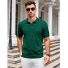 COOFANDY Mens Knit Polo Shirts V Neck Short Sleeve Stretch Polo T Shirt Casual Golf Shirts(Green)