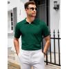 COOFANDY Mens Knit Polo Shirts V Neck Short Sleeve Stretch Polo T Shirt Casual Golf Shirts(Green)