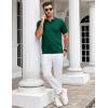COOFANDY Mens Knit Polo Shirts V Neck Short Sleeve Stretch Polo T Shirt Casual Golf Shirts(Green)