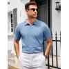COOFANDY Mens Knit Polo Shirts V Neck Short Sleeve Stretch Polo T Shirt Casual Golf Shirts(Light Blue)
