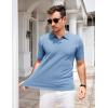 COOFANDY Mens Knit Polo Shirts V Neck Short Sleeve Stretch Polo T Shirt Casual Golf Shirts(Light Blue)