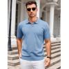 COOFANDY Mens Knit Polo Shirts V Neck Short Sleeve Stretch Polo T Shirt Casual Golf Shirts(Light Blue)