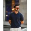 COOFANDY Mens Knit Polo Shirts V Neck Short Sleeve Stretch Polo T Shirt Casual Golf Shirts(Navy Blue)