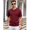 COOFANDY Mens Knit Polo Shirts V Neck Short Sleeve Stretch Polo T Shirt Casual Golf Shirts(Wine Red)