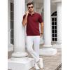 COOFANDY Mens Knit Polo Shirts V Neck Short Sleeve Stretch Polo T Shirt Casual Golf Shirts(Wine Red)