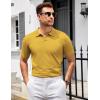 COOFANDY Mens Knit Polo Shirts V Neck Short Sleeve Stretch Polo T Shirt Casual Golf Shirts(Yellow)
