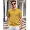 COOFANDY Mens Knit Polo Shirts V Neck Short Sleeve Stretch Polo T Shirt Casual Golf Shirts(Yellow)