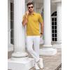 COOFANDY Mens Knit Polo Shirts V Neck Short Sleeve Stretch Polo T Shirt Casual Golf Shirts(Yellow)
