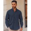 COOFANDY Mens Long Sleeve Button Down Shirt Wrinkle Free Casual Shirt for Men Untucked Shirts with Pocket for Wedding(Navy Blue)
