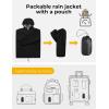 COOFANDY Mens Packable Rain Jacket Lightweight Waterproof Raincoat with Hood Outdoor Rain Gear Travel Hiking Cycling(Black)