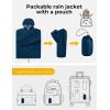 COOFANDY Mens Packable Rain Jacket Lightweight Waterproof Raincoat with Hood Outdoor Rain Gear Travel Hiking Cycling(Navy Blue)