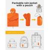 COOFANDY Mens Packable Rain Jacket Lightweight Waterproof Raincoat with Hood Outdoor Rain Gear Travel Hiking Cycling(Orange)