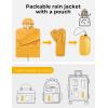 COOFANDY Mens Packable Rain Jacket Lightweight Waterproof Raincoat with Hood Outdoor Rain Gear Travel Hiking Cycling(Orange Yellow)