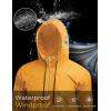 COOFANDY Mens Packable Rain Jacket Lightweight Waterproof Raincoat with Hood Outdoor Rain Gear Travel Hiking Cycling(Orange Yellow)