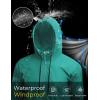 COOFANDY Mens Packable Rain Jacket Lightweight Waterproof Raincoat with Hood Outdoor Rain Gear Travel Hiking Cycling(Teal)