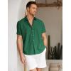 COOFANDY Mens Shirt Casual Button Down Short Sleeve Shirt Summer Cotton Linen Beach Shirts(Evergreen)