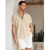 COOFANDY Mens Shirt Casual Button Down Short Sleeve Shirt Summer Cotton Linen Beach Shirts(Khaki)
