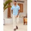 COOFANDY Mens Shirt Casual Button Down Short Sleeve Shirt Summer Cotton Linen Beach Shirts(Light Blue)