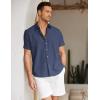 COOFANDY Mens Shirt Casual Button Down Short Sleeve Shirt Summer Cotton Linen Beach Shirts(Navy Blue)