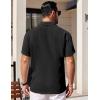 COOFANDY Mens Short Sleeve Button Down Shirts Waffle Shirt Casual Beach Summer Shirts Wrinkle Free Vacation Shirts(Black Burgundy Combo)