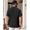 COOFANDY Mens Short Sleeve Button Down Shirts Waffle Shirt Casual Beach Summer Shirts Wrinkle Free Vacation Shirts(Black White)