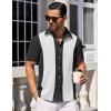 COOFANDY Mens Short Sleeve Button Down Shirts Waffle Shirt Casual Beach Summer Shirts Wrinkle Free Vacation Shirts(Black White)