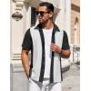 COOFANDY Mens Short Sleeve Button Down Shirts Waffle Shirt Casual Beach Summer Shirts Wrinkle Free Vacation Shirts(Black White)