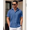 COOFANDY Mens Short Sleeve Button Down Shirts Waffle Shirt Casual Beach Summer Shirts Wrinkle Free Vacation Shirts(Dark Blue)