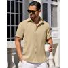 COOFANDY Mens Short Sleeve Button Down Shirts Waffle Shirt Casual Beach Summer Shirts Wrinkle Free Vacation Shirts(Khaki)