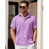 COOFANDY Mens Short Sleeve Button Down Shirts Waffle Shirt Casual Beach Summer Shirts Wrinkle Free Vacation Shirts(Light Purple)