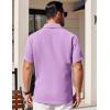 COOFANDY Mens Short Sleeve Button Down Shirts Waffle Shirt Casual Beach Summer Shirts Wrinkle Free Vacation Shirts(Light Purple)