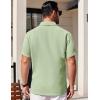 COOFANDY Mens Short Sleeve Button Down Shirts Waffle Shirt Casual Beach Summer Shirts Wrinkle Free Vacation Shirts(Mint White Combo)