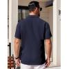 COOFANDY Mens Short Sleeve Button Down Shirts Waffle Shirt Casual Beach Summer Shirts Wrinkle Free Vacation Shirts(Navy Blue)