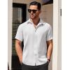 COOFANDY Mens Short Sleeve Button Down Shirts Waffle Shirt Casual Beach Summer Shirts Wrinkle Free Vacation Shirts(White)