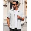 COOFANDY Mens Short Sleeve Button Down Shirts Waffle Shirt Casual Beach Summer Shirts Wrinkle Free Vacation Shirts(White)