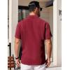 COOFANDY Mens Short Sleeve Button Down Shirts Waffle Shirt Casual Beach Summer Shirts Wrinkle Free Vacation Shirts(Wine Red)