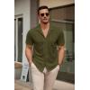 COOFANDY Mens Short Sleeve Dress Shirts Button Down Untucked Wrinkle Free Shirts Casual Summer Shirt with Pocket(Army Green)