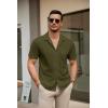 COOFANDY Mens Short Sleeve Dress Shirts Button Down Untucked Wrinkle Free Shirts Casual Summer Shirt with Pocket(Army Green)