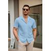 COOFANDY Mens Short Sleeve Dress Shirts Button Down Untucked Wrinkle Free Shirts Casual Summer Shirt with Pocket(Light Blue)