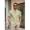 COOFANDY Mens Short Sleeve Dress Shirts Button Down Untucked Wrinkle Free Shirts Casual Summer Shirt with Pocket(Light Green)