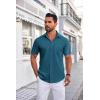 COOFANDY Mens Short Sleeve Dress Shirts Wrinkle Free Business Casual Button Down Shirt with Pocket(Blue)